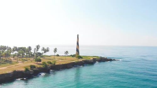 Striking Lighthouse on a Beautiful Tropical Coastline