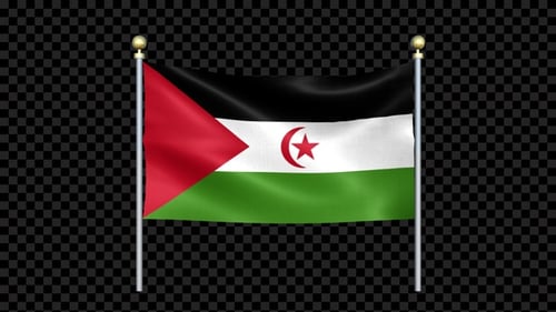 Drapeau du Sahara Occidental ondulant en boucle double pôle
