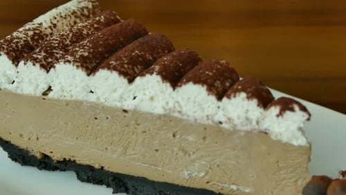 Slice of Tasty Mocha Cheesecake Close Up