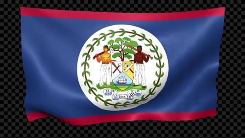Animated Belize National Flag Waving with Transparent Background