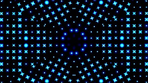 Abstract Blue Neon Lights Grid Pattern Animated Background