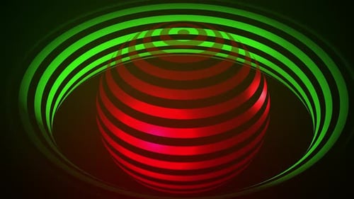 Glowing Red and Green Concentric Circles Abstract Background Loop