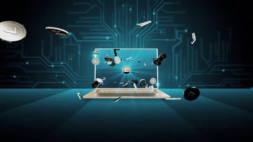 01 - 8 Fond de crypto-monnaie LITE avec ordinateur portable 4K