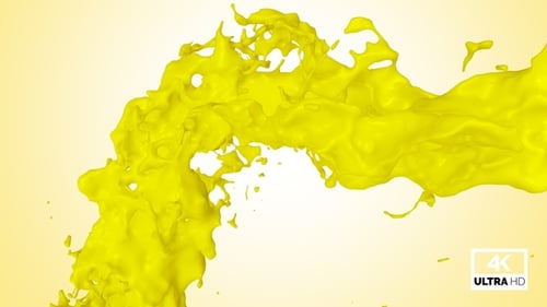 Vibrant Yellow Fluid Splash Transition with Alpha Channel