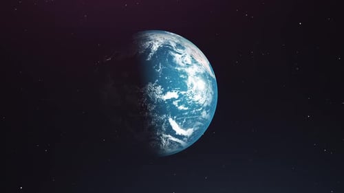 Rotating Planet Earth in Space with Day and Night Cycle