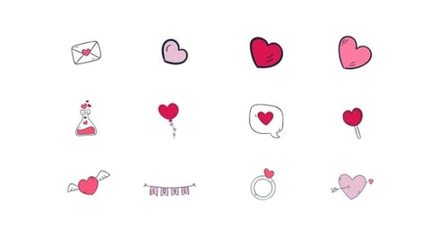 Animated Hand-Drawn Love Icons Pack