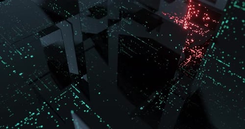 Futuristic Digital Data Stream and Abstract Geometric Background