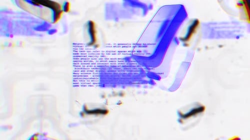 Glitchy Metaverse VR Headset Digital Text Loop Background