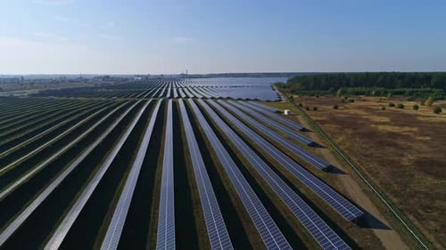 Flight Over Solar Panel Farm