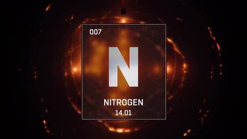 Stickstoff als Element 7 des Periodensystems auf orangefarbenem Hintergrund