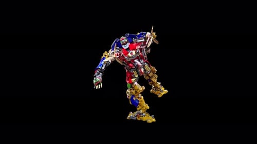 Colorful Futuristic Robot Performing Dynamic Dance Moves