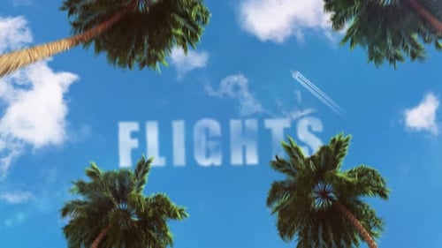 „Erholung“ -Text am Himmel in Form von Wolken zum Thema Tourismus