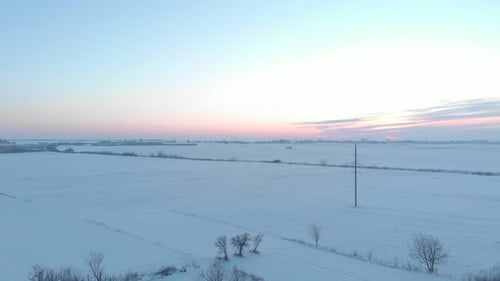 Winter Fields At The Sunset