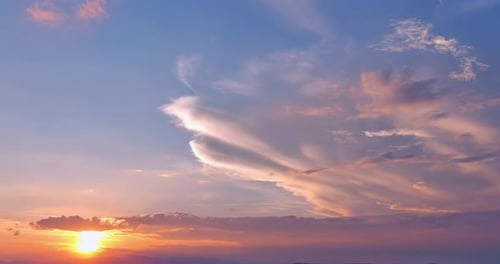 Sunset Sky with Colorful Clouds on the Horizon