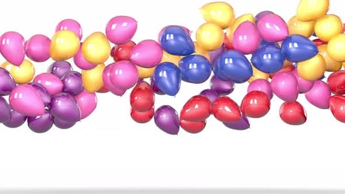 Vibrant Shiny Party Balloons Flowing Transition