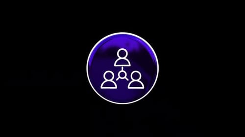 3D Rotating Network People Icon with Abstract Glow