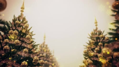Sparkling Golden Christmas Trees Festive Background