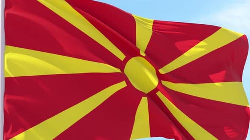 North Macedonian Flag Waving Seamless Loop