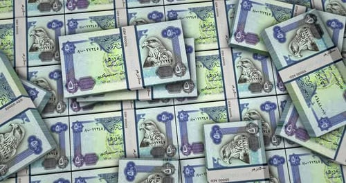 Animation de la surface des billets de banque en dirhams des Émirats arabes unis