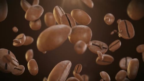 Animated Slow Motion Falling Coffee Beans Background