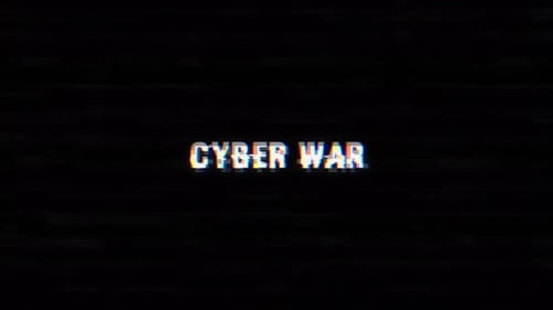 Texto de falla de Cyber War con ruido y fondo vhs
