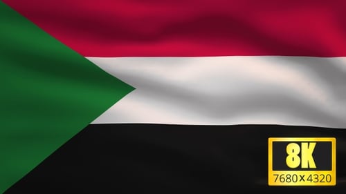 Waving Flag of Sudan with Realistic Fabric Motion