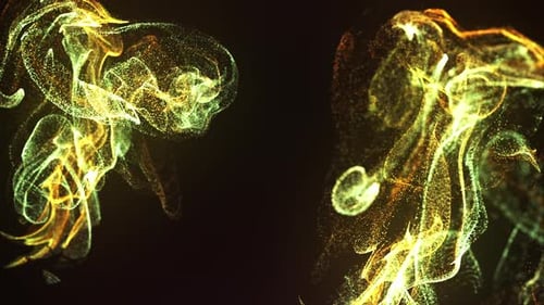 Abstract Gold Green Particle Energy Flow Motion