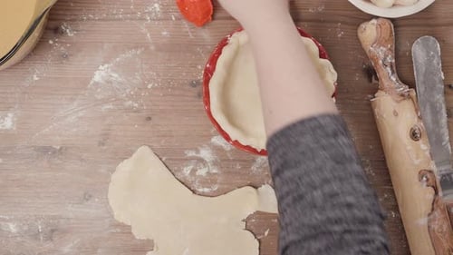 Step by step. Rolling out dough for pie crust.