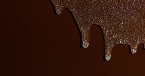 Dark Brown Viscous Liquid Dripping Close Up