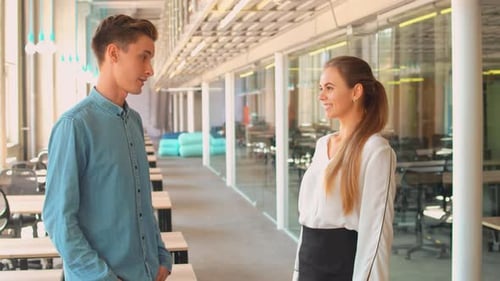 Young Adults Having a Conversation in Office