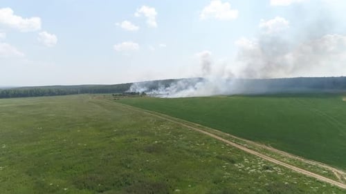 Aerial view of Fire in the field 01
