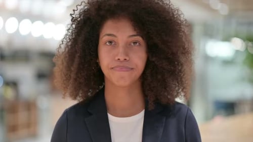 Woman with Curly Hair Close Up Portrait