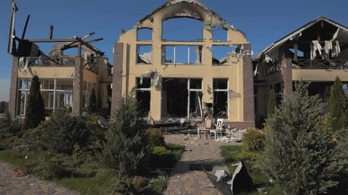 A Destroyed Residential Building in the Kyiv Region As a Result of Shelling By the Russian Army