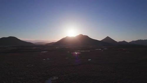 Drone Scenery of Mountain Range and Land Covered In Grass By Foot of Mountain