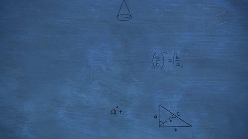 Animated Hand-Drawn Mathematical Equations on a Chalkboard