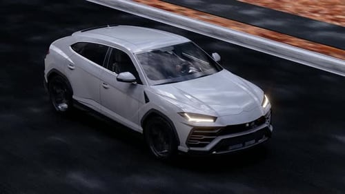 White Luxury SUV Driving on Road 3D Animation