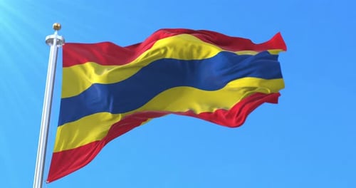 Realistic Waving Flag Animation on Clear Blue Sky