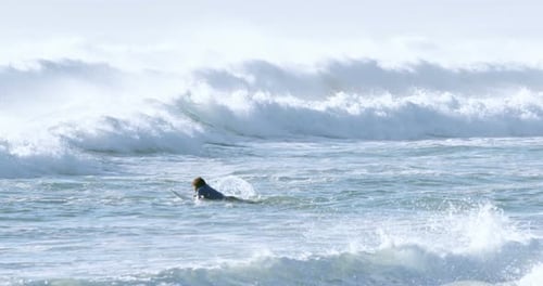 Surfers surfing in sea