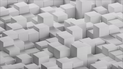 Animated White Cubes Rising and Falling Geometric Background