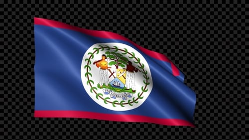 Belize Flag Waving Seamless Loop with Alpha Channel