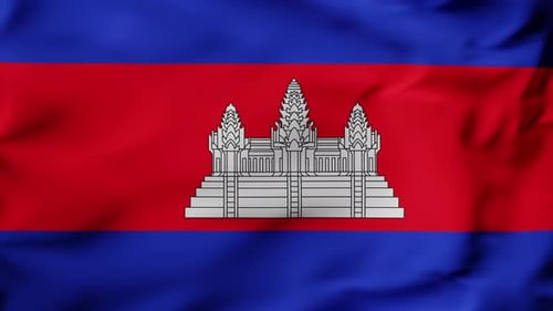 Realistic Waving Cambodia Flag