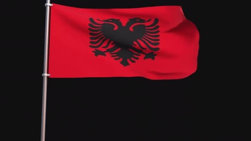 Realistic Albania Flag Waving in Wind Loop