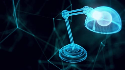 Desk Lamp Light Hologram Close Up 4k