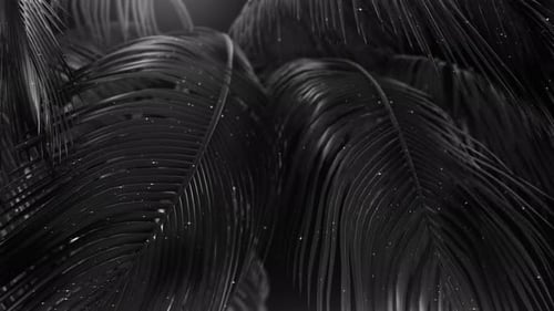 Black Abstract Palms with Glitter