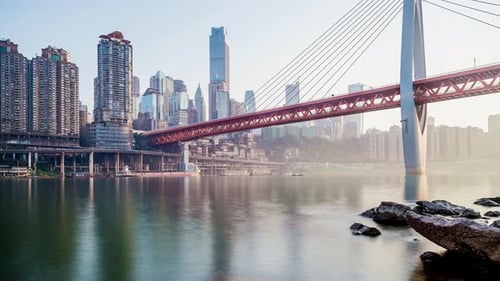 Time lapse of Modern metropolis skyline , Chongqing, China