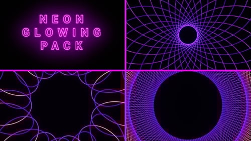 Abstract Neon Glowing Line Art Backgrounds Pack