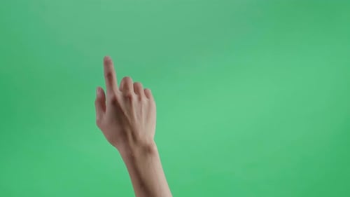 One Click And Slide To Left With One Finger On Green Screen Background
