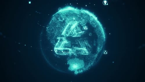 Digital Earth with Glowing Recycling Symbol and Eco Icons