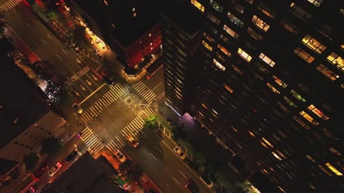 Urban Canyon Road in Manhattan with Busy Car Traffic