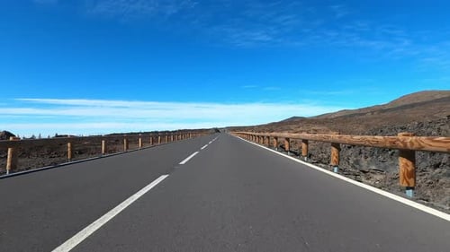 Highway through volcanic landscape, Tenerife, Spain